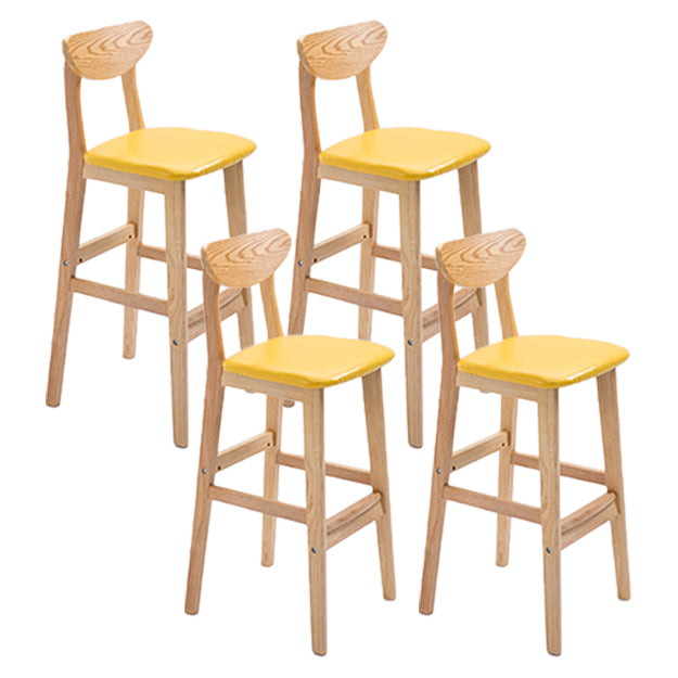 Scandinavian Oak Wood Home Stool Matte Finish Upholstered Bar Stools Yellow 4 Piece Set Clearhalo 'Bar Furniture' 'Bar Stools' 'bar_stools' 'furn' 'furn_bar_stools' 'Furniture' 'furniture_bar_stools' 'Kitchen & Dining Furniture' 4899409