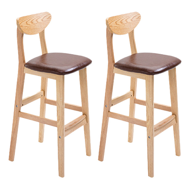 Scandinavian Oak Wood Home Stool Matte Finish Upholstered Bar Stools Brown 2 Piece Set Clearhalo 'Bar Furniture' 'Bar Stools' 'bar_stools' 'furn' 'furn_bar_stools' 'Furniture' 'furniture_bar_stools' 'Kitchen & Dining Furniture' 4899411