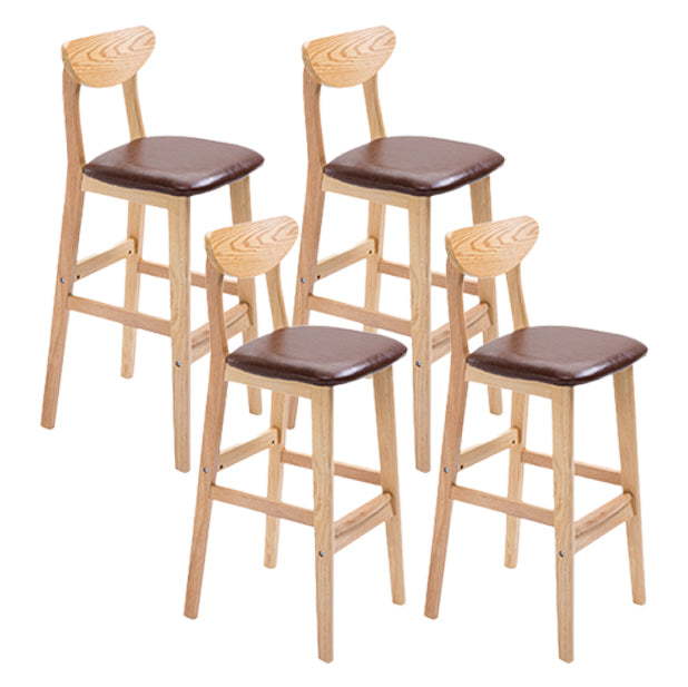 Scandinavian Oak Wood Home Stool Matte Finish Upholstered Bar Stools Brown 4 Piece Set Clearhalo 'Bar Furniture' 'Bar Stools' 'bar_stools' 'furn' 'furn_bar_stools' 'Furniture' 'furniture_bar_stools' 'Kitchen & Dining Furniture' 4899412
