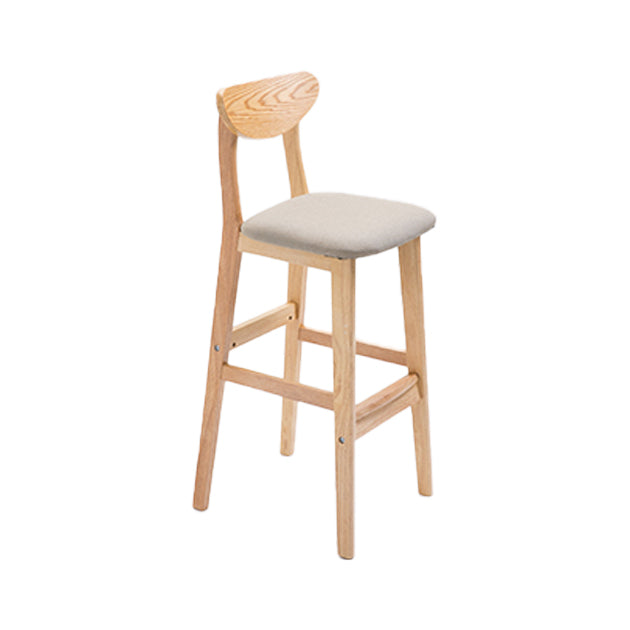 Scandinavian Oak Wood Home Stool Matte Finish Upholstered Bar Stools Khaki 1 Piece Clearhalo 'Bar Furniture' 'Bar Stools' 'bar_stools' 'furn' 'furn_bar_stools' 'Furniture' 'furniture_bar_stools' 'Kitchen & Dining Furniture' 4899413