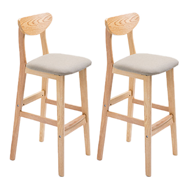 Scandinavian Oak Wood Home Stool Matte Finish Upholstered Bar Stools Khaki 2 Piece Set Clearhalo 'Bar Furniture' 'Bar Stools' 'bar_stools' 'furn' 'furn_bar_stools' 'Furniture' 'furniture_bar_stools' 'Kitchen & Dining Furniture' 4899414