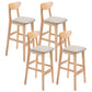 Scandinavian Oak Wood Home Stool Matte Finish Upholstered Bar Stools Khaki 4 Piece Set Clearhalo 'Bar Furniture' 'Bar Stools' 'bar_stools' 'furn' 'furn_bar_stools' 'Furniture' 'furniture_bar_stools' 'Kitchen & Dining Furniture' 4899415