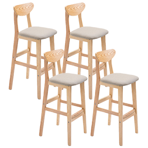 Scandinavian Oak Wood Home Stool Matte Finish Upholstered Bar Stools Khaki 4 Piece Set Clearhalo 'Bar Furniture' 'Bar Stools' 'bar_stools' 'furn' 'furn_bar_stools' 'Furniture' 'furniture_bar_stools' 'Kitchen & Dining Furniture' 4899415