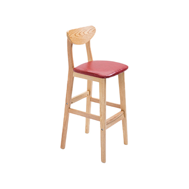 Scandinavian Oak Wood Home Stool Matte Finish Upholstered Bar Stools Burgundy 1 Piece Counter Stool(26"H) Clearhalo 'Bar Furniture' 'Bar Stools' 'bar_stools' 'furn' 'furn_bar_stools' 'Furniture' 'furniture_bar_stools' 'Kitchen & Dining Furniture' 4899416