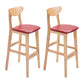 Scandinavian Oak Wood Home Stool Matte Finish Upholstered Bar Stools Burgundy 2 Piece Set Counter Stool(26"H) Clearhalo 'Bar Furniture' 'Bar Stools' 'bar_stools' 'furn' 'furn_bar_stools' 'Furniture' 'furniture_bar_stools' 'Kitchen & Dining Furniture' 4899417