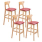 Scandinavian Oak Wood Home Stool Matte Finish Upholstered Bar Stools Burgundy 4 Piece Set Counter Stool(26"H) Clearhalo 'Bar Furniture' 'Bar Stools' 'bar_stools' 'furn' 'furn_bar_stools' 'Furniture' 'furniture_bar_stools' 'Kitchen & Dining Furniture' 4899418