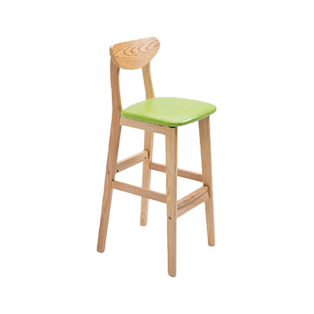 Scandinavian Oak Wood Home Stool Matte Finish Upholstered Bar Stools Fruit Green 1 Piece Clearhalo 'Bar Furniture' 'Bar Stools' 'bar_stools' 'furn' 'furn_bar_stools' 'Furniture' 'furniture_bar_stools' 'Kitchen & Dining Furniture' 4899419