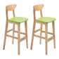 Scandinavian Oak Wood Home Stool Matte Finish Upholstered Bar Stools Fruit Green 2 Piece Set Clearhalo 'Bar Furniture' 'Bar Stools' 'bar_stools' 'furn' 'furn_bar_stools' 'Furniture' 'furniture_bar_stools' 'Kitchen & Dining Furniture' 4899420