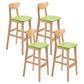 Scandinavian Oak Wood Home Stool Matte Finish Upholstered Bar Stools Fruit Green 4 Piece Set Clearhalo 'Bar Furniture' 'Bar Stools' 'bar_stools' 'furn' 'furn_bar_stools' 'Furniture' 'furniture_bar_stools' 'Kitchen & Dining Furniture' 4899421