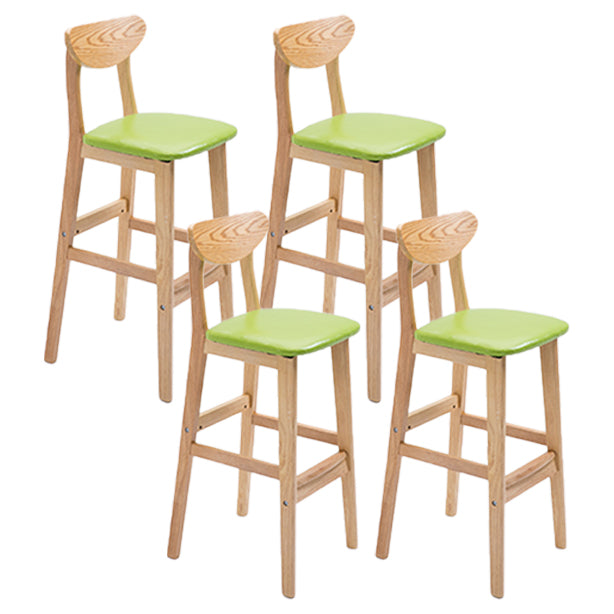 Scandinavian Oak Wood Home Stool Matte Finish Upholstered Bar Stools Fruit Green 4 Piece Set Clearhalo 'Bar Furniture' 'Bar Stools' 'bar_stools' 'furn' 'furn_bar_stools' 'Furniture' 'furniture_bar_stools' 'Kitchen & Dining Furniture' 4899421