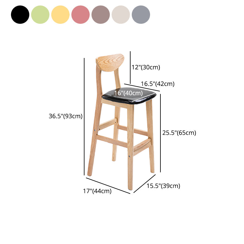 Scandinavian Oak Wood Home Stool Matte Finish Upholstered Bar Stools Clearhalo 'Bar Furniture' 'Bar Stools' 'bar_stools' 'furn' 'furn_bar_stools' 'Furniture' 'furniture_bar_stools' 'Kitchen & Dining Furniture' 4899422