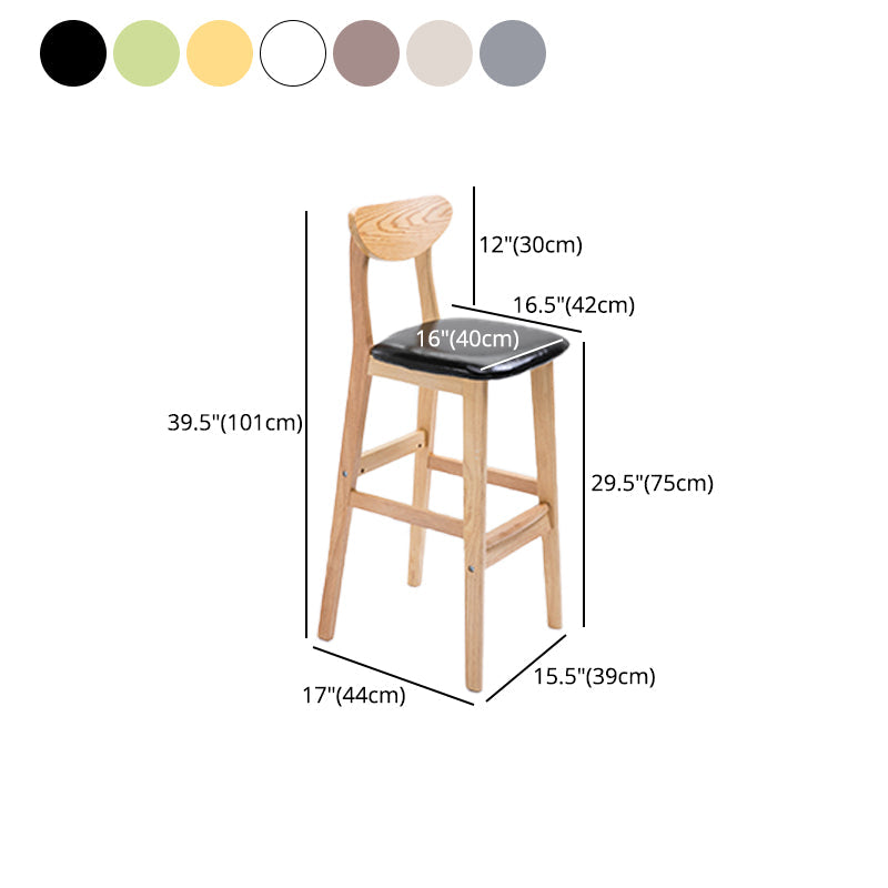 Scandinavian Oak Wood Home Stool Matte Finish Upholstered Bar Stools Clearhalo 'Bar Furniture' 'Bar Stools' 'bar_stools' 'furn' 'furn_bar_stools' 'Furniture' 'furniture_bar_stools' 'Kitchen & Dining Furniture' 4899423