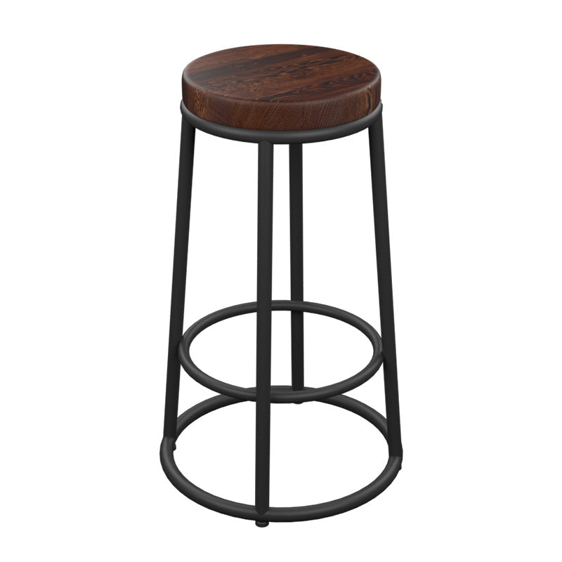 Industrial Armless Backless Counter Stool Iron Cashier Bar Stool with Seat and Pedal Solid Wood Bar Stool(30"H) Clearhalo 'Bar Furniture' 'Bar Stools' 'bar_stools' 'furn' 'furn_bar_stools' 'Furniture' 'furniture_bar_stools' 'Kitchen & Dining Furniture' 4899426