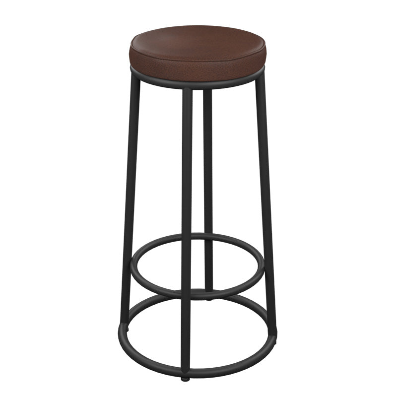 Industrial Armless Backless Counter Stool Iron Cashier Bar Stool with Seat and Pedal Leather Bar Stool(33"H) Clearhalo 'Bar Furniture' 'Bar Stools' 'bar_stools' 'furn' 'furn_bar_stools' 'Furniture' 'furniture_bar_stools' 'Kitchen & Dining Furniture' 4899430