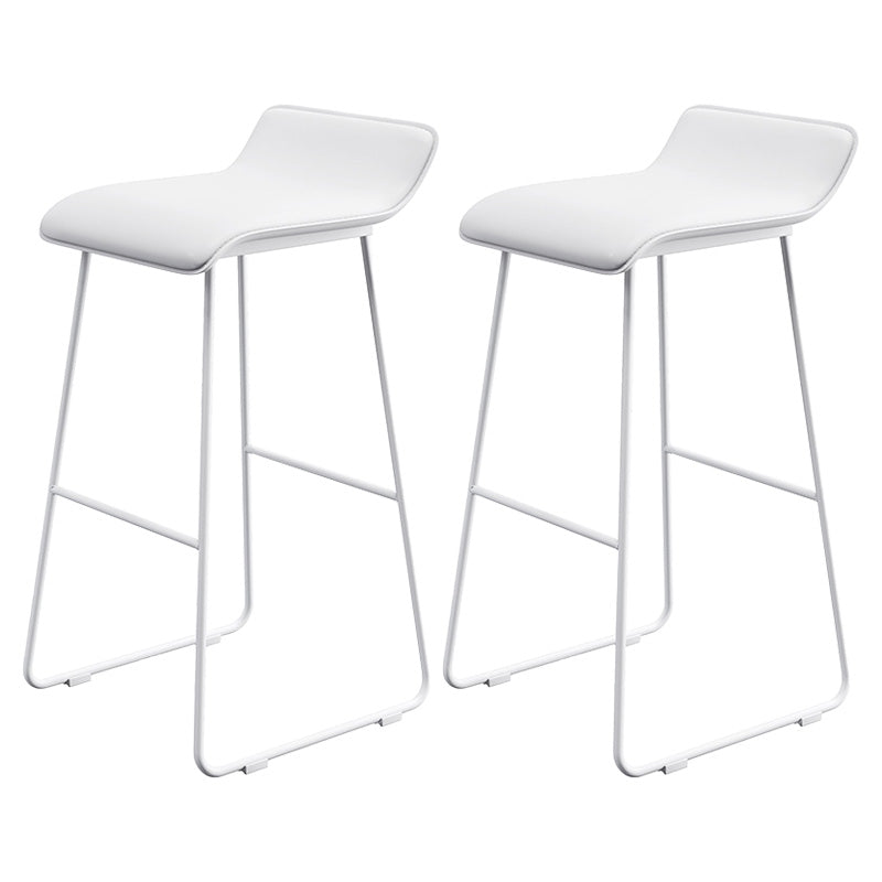 Modern Armless Backrest Counter Stool Steel Cafe Bar Stool with Pedal and Acrylic Seat White 2 Piece Set Clearhalo 'Bar Furniture' 'Bar Stools' 'bar_stools' 'furn' 'furn_bar_stools' 'Furniture' 'furniture_bar_stools' 'Kitchen & Dining Furniture' 4899472
