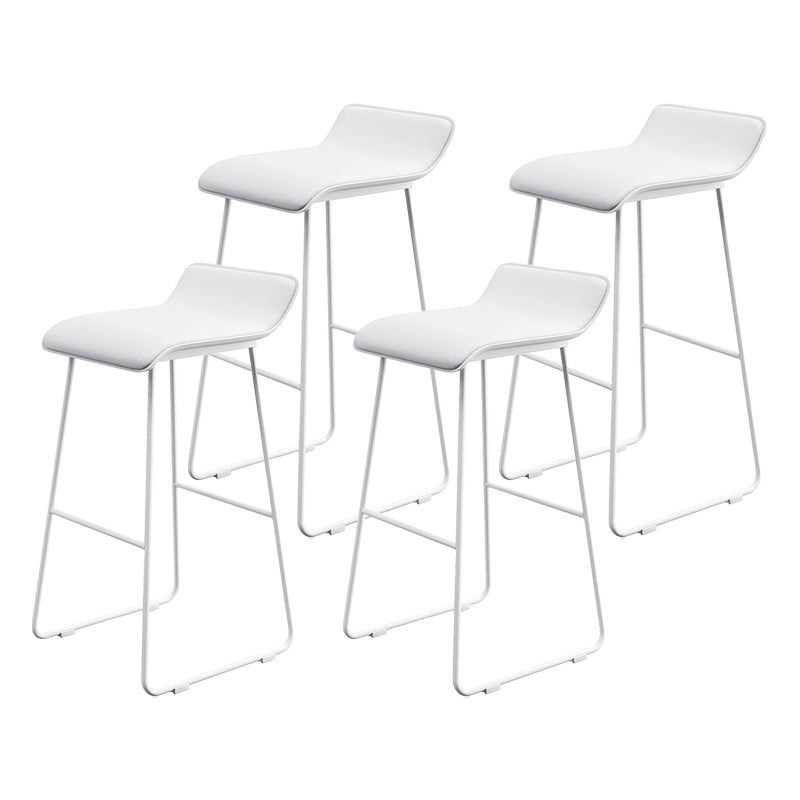 Modern Armless Backrest Counter Stool Steel Cafe Bar Stool with Pedal and Acrylic Seat White 4 Piece Set Clearhalo 'Bar Furniture' 'Bar Stools' 'bar_stools' 'furn' 'furn_bar_stools' 'Furniture' 'furniture_bar_stools' 'Kitchen & Dining Furniture' 4899475
