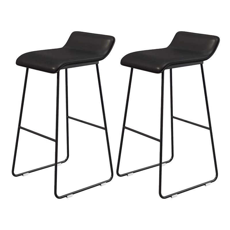 Modern Armless Backrest Counter Stool Steel Cafe Bar Stool with Pedal and Acrylic Seat Black 2 Piece Set Clearhalo 'Bar Furniture' 'Bar Stools' 'bar_stools' 'furn' 'furn_bar_stools' 'Furniture' 'furniture_bar_stools' 'Kitchen & Dining Furniture' 4899478