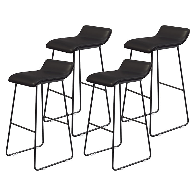 Modern Armless Backrest Counter Stool Steel Cafe Bar Stool with Pedal and Acrylic Seat Black 4 Piece Set Clearhalo 'Bar Furniture' 'Bar Stools' 'bar_stools' 'furn' 'furn_bar_stools' 'Furniture' 'furniture_bar_stools' 'Kitchen & Dining Furniture' 4899480