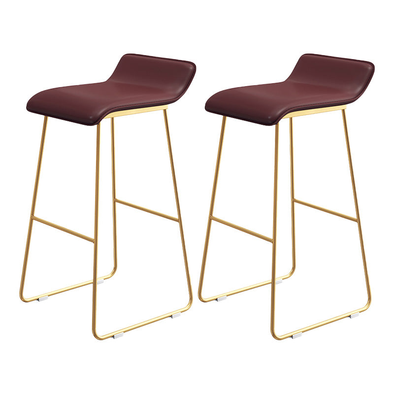 Modern Armless Backrest Counter Stool Steel Cafe Bar Stool with Pedal and Acrylic Seat Burgundy 2 Piece Set Clearhalo 'Bar Furniture' 'Bar Stools' 'bar_stools' 'furn' 'furn_bar_stools' 'Furniture' 'furniture_bar_stools' 'Kitchen & Dining Furniture' 4899484