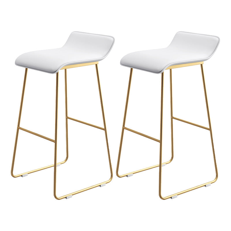 Modern Armless Backrest Counter Stool Steel Cafe Bar Stool with Pedal and Acrylic Seat Gloss White 2 Piece Set Clearhalo 'Bar Furniture' 'Bar Stools' 'bar_stools' 'furn' 'furn_bar_stools' 'Furniture' 'furniture_bar_stools' 'Kitchen & Dining Furniture' 4899490