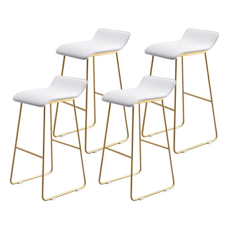 Modern Armless Backrest Counter Stool Steel Cafe Bar Stool with Pedal and Acrylic Seat Gloss White 4 Piece Set Clearhalo 'Bar Furniture' 'Bar Stools' 'bar_stools' 'furn' 'furn_bar_stools' 'Furniture' 'furniture_bar_stools' 'Kitchen & Dining Furniture' 4899491