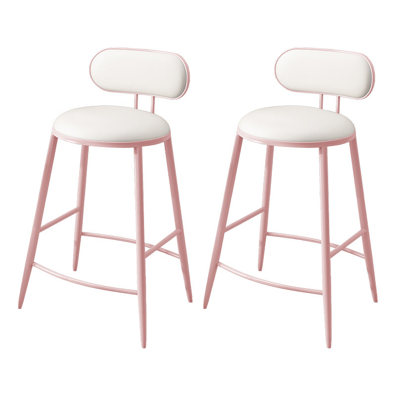 Scandinavian Footrest Milk Tea Shop Stool Matte Finish Iron Bar Stool Pink 2 Piece Set Clearhalo 'Bar Furniture' 'Bar Stools' 'bar_stools' 'furn' 'furn_bar_stools' 'Furniture' 'furniture_bar_stools' 'Kitchen & Dining Furniture' 4899540