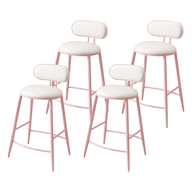 Scandinavian Footrest Milk Tea Shop Stool Matte Finish Iron Bar Stool Pink 4 Piece Set Clearhalo 'Bar Furniture' 'Bar Stools' 'bar_stools' 'furn' 'furn_bar_stools' 'Furniture' 'furniture_bar_stools' 'Kitchen & Dining Furniture' 4899541