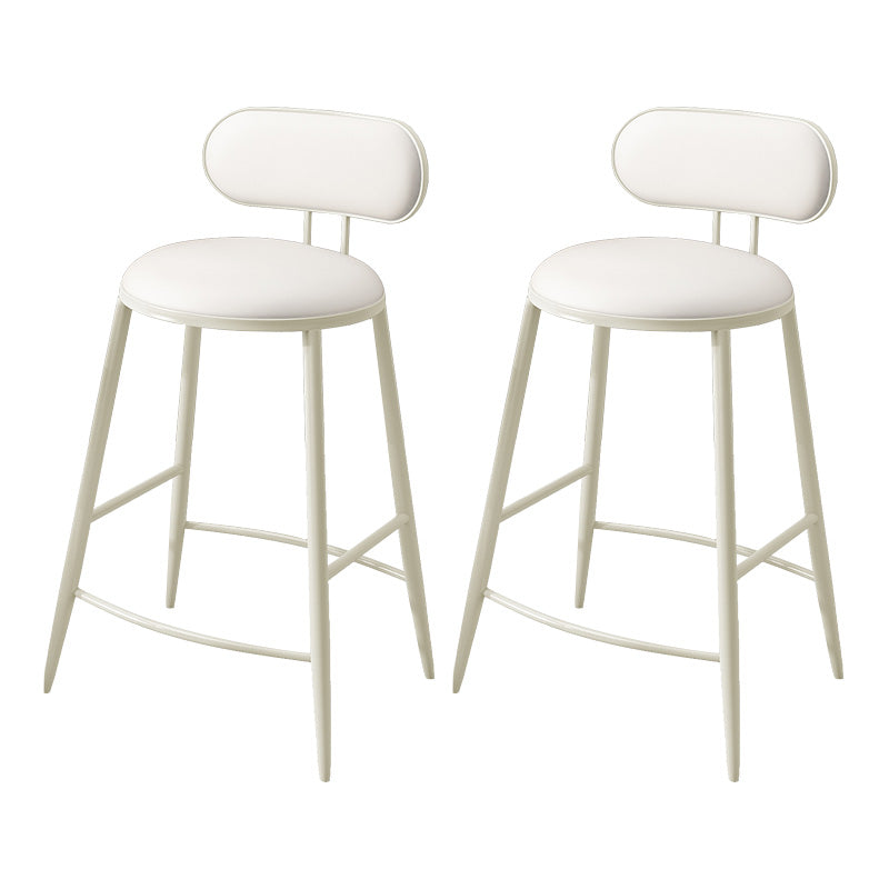 Scandinavian Footrest Milk Tea Shop Stool Matte Finish Iron Bar Stool Off-White 2 Piece Set Clearhalo 'Bar Furniture' 'Bar Stools' 'bar_stools' 'furn' 'furn_bar_stools' 'Furniture' 'furniture_bar_stools' 'Kitchen & Dining Furniture' 4899547