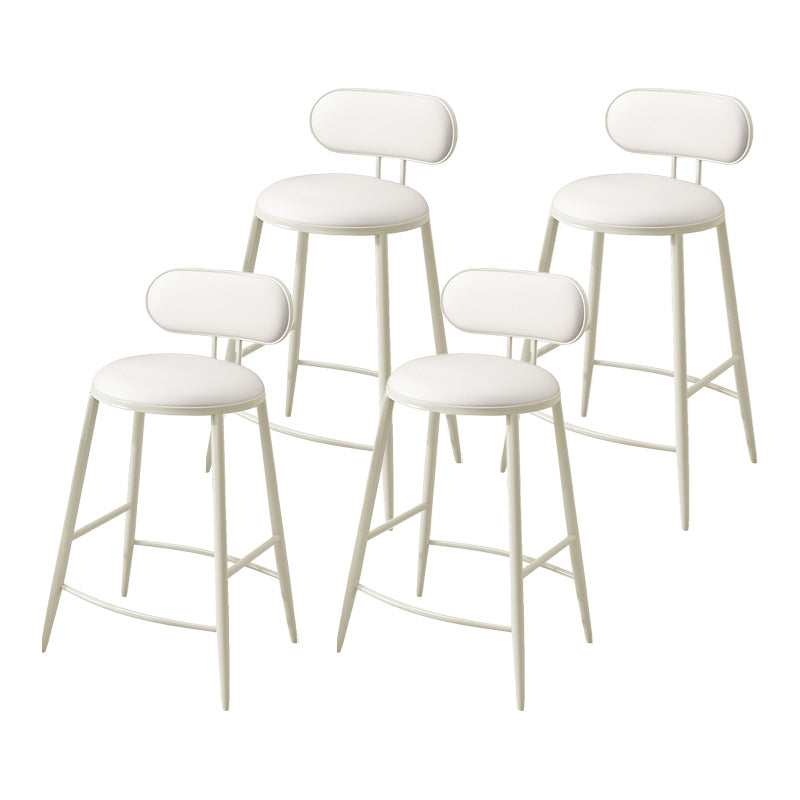 Scandinavian Footrest Milk Tea Shop Stool Matte Finish Iron Bar Stool Off-White 4 Piece Set Clearhalo 'Bar Furniture' 'Bar Stools' 'bar_stools' 'furn' 'furn_bar_stools' 'Furniture' 'furniture_bar_stools' 'Kitchen & Dining Furniture' 4899549