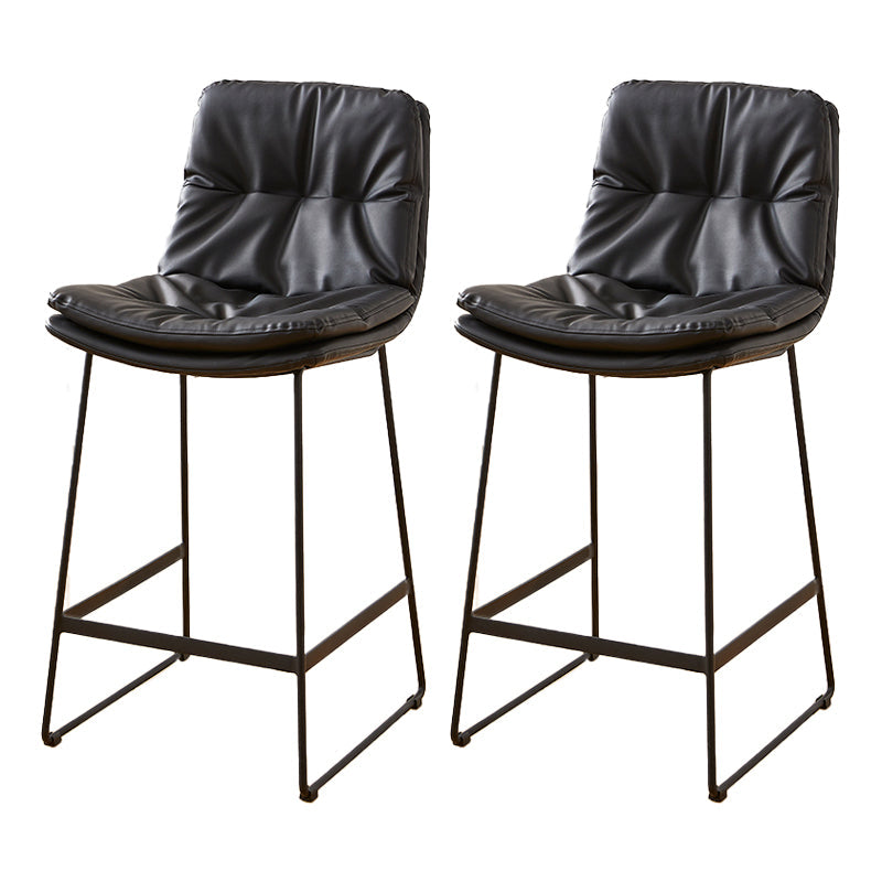 Scandinavian Coffee Shop Footrest Stool Matte Finish PU Leather Barstool Black 2 Piece Set Counter Stool(26"H) Clearhalo 'Bar Furniture' 'Bar Stools' 'bar_stools' 'furn' 'furn_bar_stools' 'Furniture' 'furniture_bar_stools' 'Kitchen & Dining Furniture' 4899561