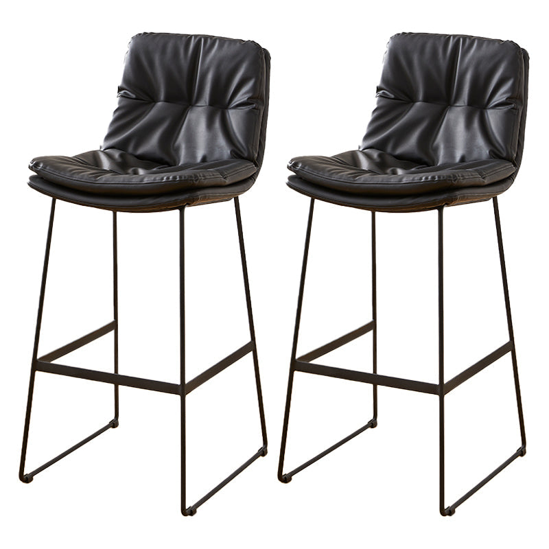 Scandinavian Coffee Shop Footrest Stool Matte Finish PU Leather Barstool Black 2 Piece Set Bar Stool(30"H) Clearhalo 'Bar Furniture' 'Bar Stools' 'bar_stools' 'furn' 'furn_bar_stools' 'Furniture' 'furniture_bar_stools' 'Kitchen & Dining Furniture' 4899563