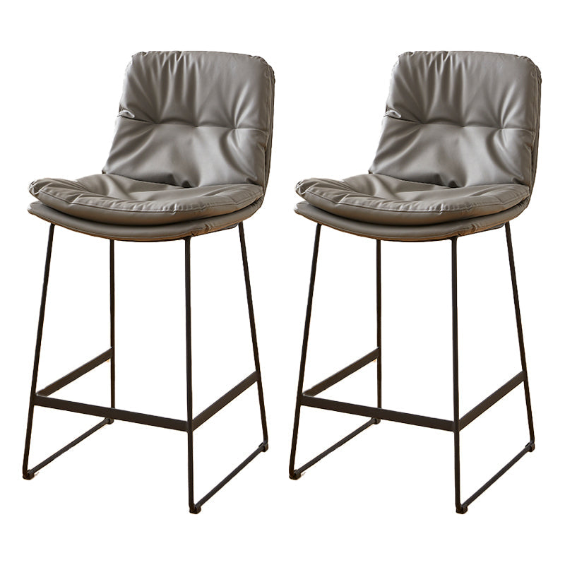 Scandinavian Coffee Shop Footrest Stool Matte Finish PU Leather Barstool Grey 2 Piece Set Counter Stool(26"H) Clearhalo 'Bar Furniture' 'Bar Stools' 'bar_stools' 'furn' 'furn_bar_stools' 'Furniture' 'furniture_bar_stools' 'Kitchen & Dining Furniture' 4899565