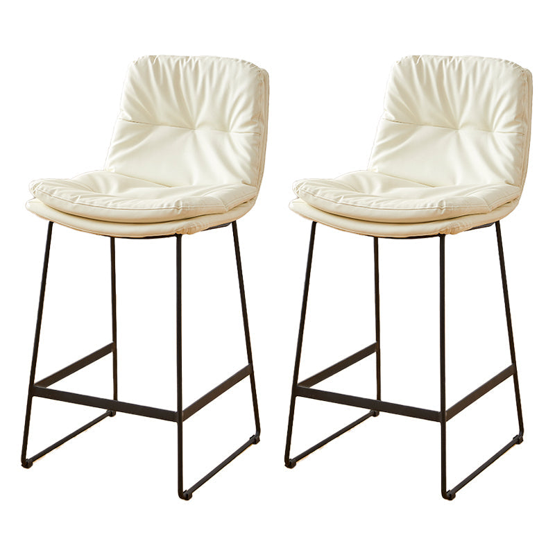 Scandinavian Coffee Shop Footrest Stool Matte Finish PU Leather Barstool White 2 Piece Set Counter Stool(26"H) Clearhalo 'Bar Furniture' 'Bar Stools' 'bar_stools' 'furn' 'furn_bar_stools' 'Furniture' 'furniture_bar_stools' 'Kitchen & Dining Furniture' 4899569