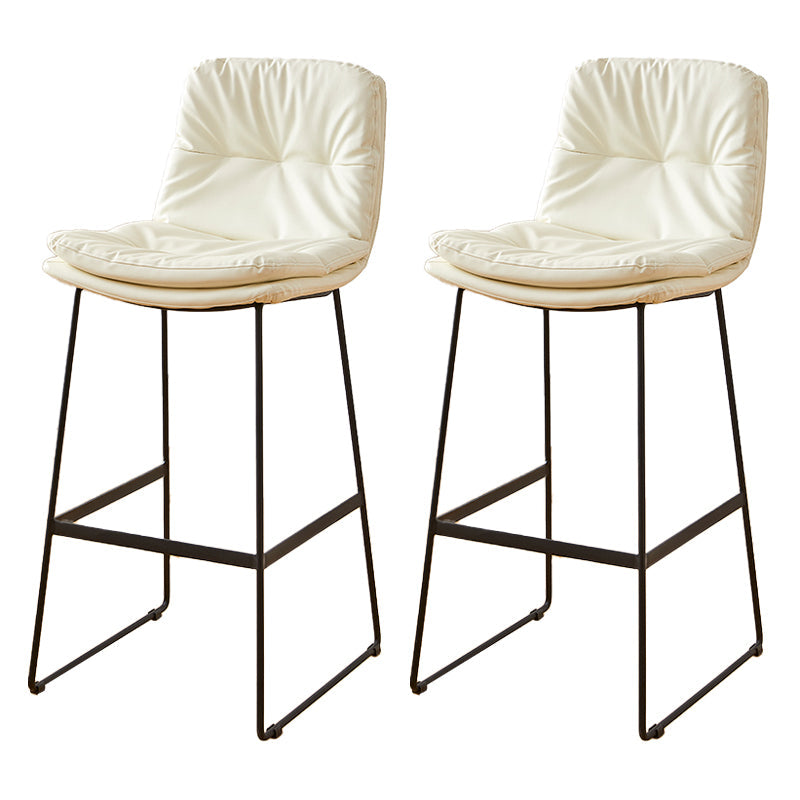 Scandinavian Coffee Shop Footrest Stool Matte Finish PU Leather Barstool White 2 Piece Set Bar Stool(30"H) Clearhalo 'Bar Furniture' 'Bar Stools' 'bar_stools' 'furn' 'furn_bar_stools' 'Furniture' 'furniture_bar_stools' 'Kitchen & Dining Furniture' 4899571