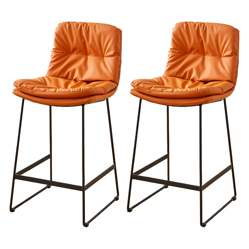 Scandinavian Coffee Shop Footrest Stool Matte Finish PU Leather Barstool Orange 2 Piece Set Counter Stool(26"H) Clearhalo 'Bar Furniture' 'Bar Stools' 'bar_stools' 'furn' 'furn_bar_stools' 'Furniture' 'furniture_bar_stools' 'Kitchen & Dining Furniture' 4899573