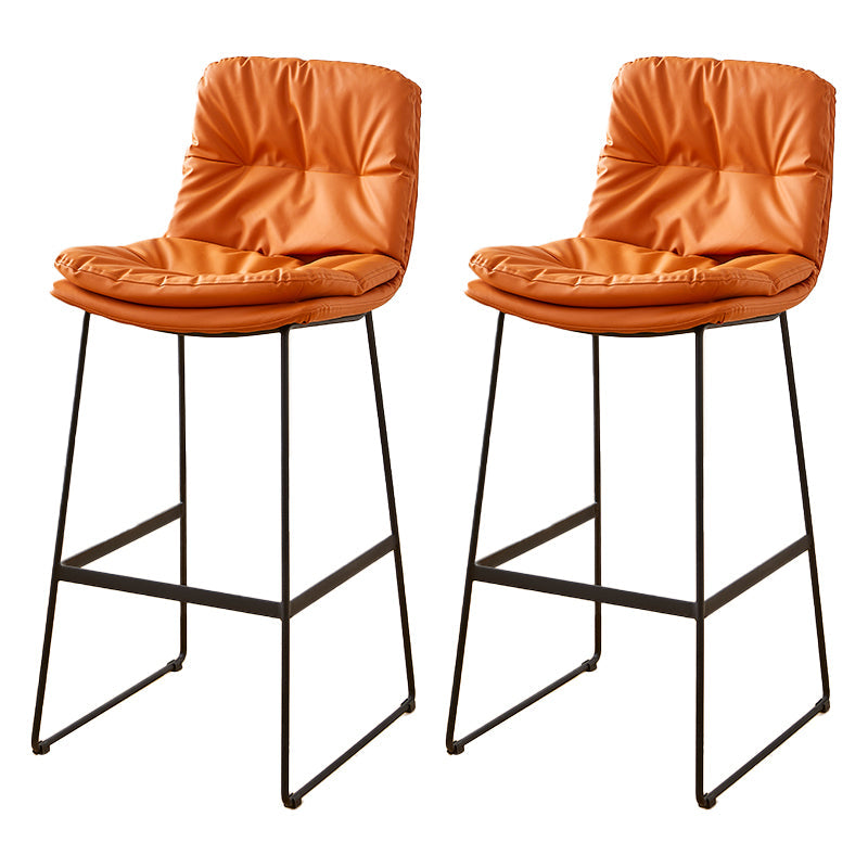 Scandinavian Coffee Shop Footrest Stool Matte Finish PU Leather Barstool Orange 2 Piece Set Bar Stool(30"H) Clearhalo 'Bar Furniture' 'Bar Stools' 'bar_stools' 'furn' 'furn_bar_stools' 'Furniture' 'furniture_bar_stools' 'Kitchen & Dining Furniture' 4899574