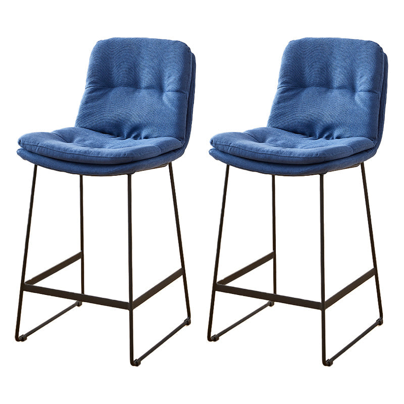 Scandinavian Coffee Shop Footrest Stool Matte Finish PU Leather Barstool Blue 2 Piece Set Counter Stool(26"H) Clearhalo 'Bar Furniture' 'Bar Stools' 'bar_stools' 'furn' 'furn_bar_stools' 'Furniture' 'furniture_bar_stools' 'Kitchen & Dining Furniture' 4899577