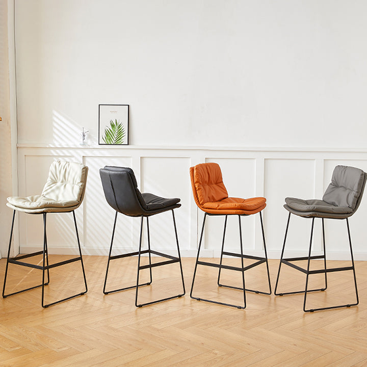 Scandinavian Coffee Shop Footrest Stool Matte Finish PU Leather Barstool Clearhalo 'Bar Furniture' 'Bar Stools' 'bar_stools' 'furn' 'furn_bar_stools' 'Furniture' 'furniture_bar_stools' 'Kitchen & Dining Furniture' 4899580