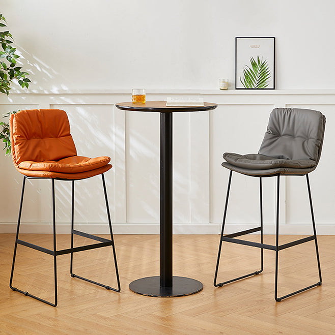 Scandinavian Coffee Shop Footrest Stool Matte Finish PU Leather Barstool Clearhalo 'Bar Furniture' 'Bar Stools' 'bar_stools' 'furn' 'furn_bar_stools' 'Furniture' 'furniture_bar_stools' 'Kitchen & Dining Furniture' 4899585