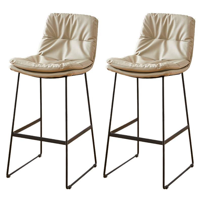 Scandinavian Coffee Shop Footrest Stool Matte Finish PU Leather Barstool Beige 2 Piece Set Bar Stool(30"H) Clearhalo 'Bar Furniture' 'Bar Stools' 'bar_stools' 'furn' 'furn_bar_stools' 'Furniture' 'furniture_bar_stools' 'Kitchen & Dining Furniture' 4899586