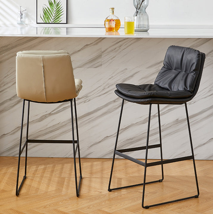 Scandinavian Coffee Shop Footrest Stool Matte Finish PU Leather Barstool Clearhalo 'Bar Furniture' 'Bar Stools' 'bar_stools' 'furn' 'furn_bar_stools' 'Furniture' 'furniture_bar_stools' 'Kitchen & Dining Furniture' 4899587