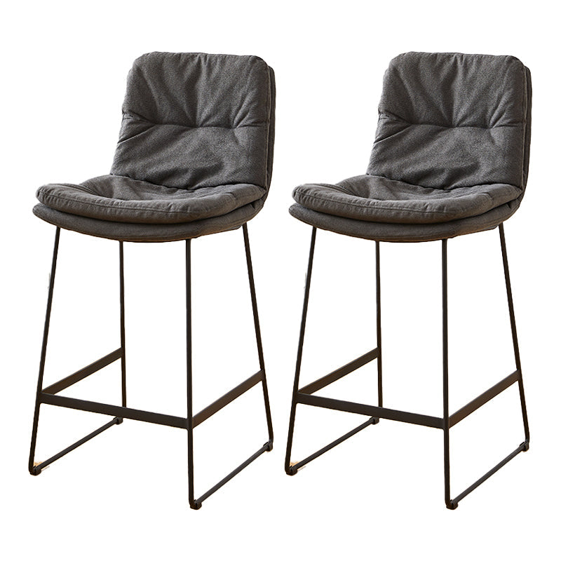 Scandinavian Coffee Shop Footrest Stool Matte Finish PU Leather Barstool Black-Gray 2 Piece Set Counter Stool(26"H) Clearhalo 'Bar Furniture' 'Bar Stools' 'bar_stools' 'furn' 'furn_bar_stools' 'Furniture' 'furniture_bar_stools' 'Kitchen & Dining Furniture' 4899589