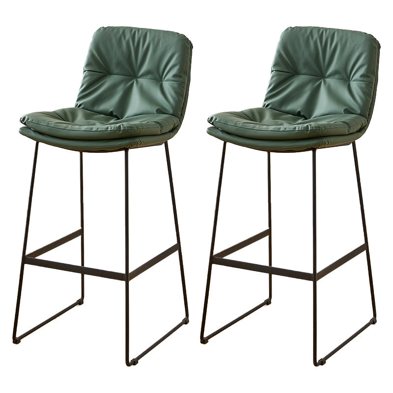 Scandinavian Coffee Shop Footrest Stool Matte Finish PU Leather Barstool Blackish Green 2 Piece Set Bar Stool(30"H) Clearhalo 'Bar Furniture' 'Bar Stools' 'bar_stools' 'furn' 'furn_bar_stools' 'Furniture' 'furniture_bar_stools' 'Kitchen & Dining Furniture' 4899592