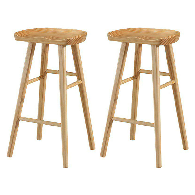 Contemporary Solid Wood Home Stool Matte Finish Footrest Barstool Wood Set of 2 Clearhalo 'Bar Furniture' 'Bar Stools' 'bar_stools' 'Furniture' 'furniture_bar_stools' 'Kitchen & Dining Furniture' 4899639