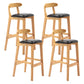 Scandinavian Rubberwood Upholstered Bar Stools Matte Finish Footrest Stool Black Set of 4 Clearhalo 'Bar Furniture' 'Bar Stools' 'bar_stools' 'Furniture' 'furniture_bar_stools' 'Kitchen & Dining Furniture' 4899693