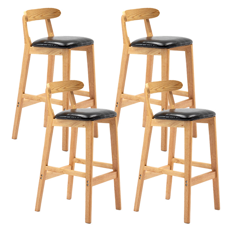 Scandinavian Rubberwood Upholstered Bar Stools Matte Finish Footrest Stool Black Set of 4 Clearhalo 'Bar Furniture' 'Bar Stools' 'bar_stools' 'Furniture' 'furniture_bar_stools' 'Kitchen & Dining Furniture' 4899693