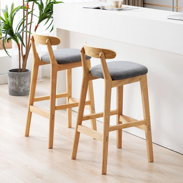Scandinavian Rubberwood Upholstered Bar Stools Matte Finish Footrest Stool Clearhalo 'Bar Furniture' 'Bar Stools' 'bar_stools' 'Furniture' 'furniture_bar_stools' 'Kitchen & Dining Furniture' 4899695