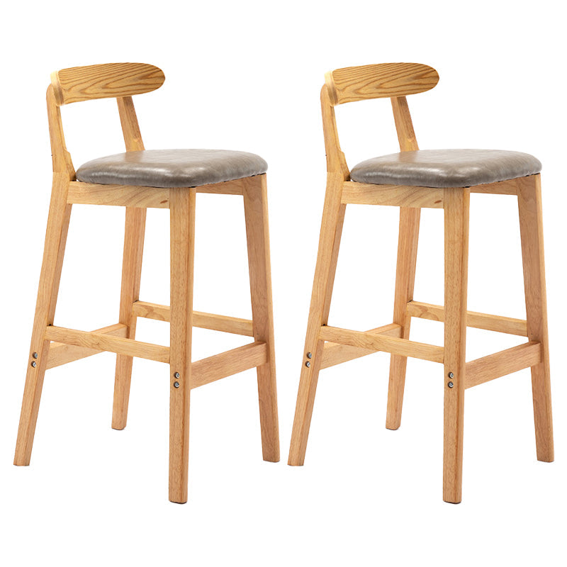 Scandinavian Rubberwood Upholstered Bar Stools Matte Finish Footrest Stool Grey Set of 2 Clearhalo 'Bar Furniture' 'Bar Stools' 'bar_stools' 'Furniture' 'furniture_bar_stools' 'Kitchen & Dining Furniture' 4899698