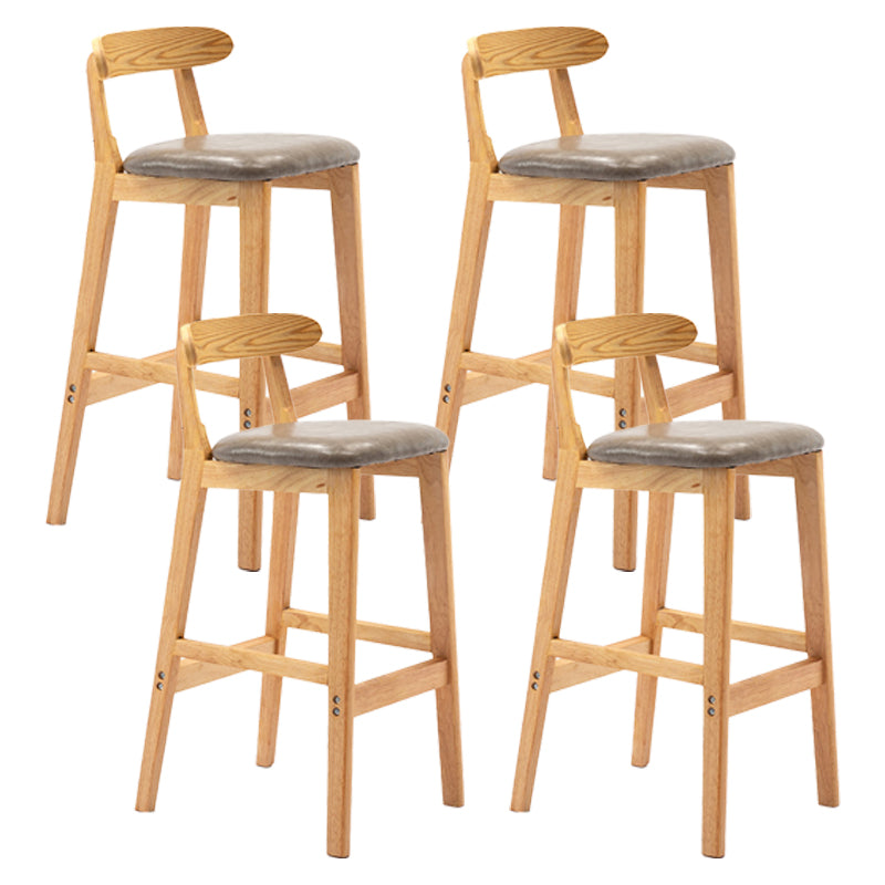 Scandinavian Rubberwood Upholstered Bar Stools Matte Finish Footrest Stool Grey Set of 4 Clearhalo 'Bar Furniture' 'Bar Stools' 'bar_stools' 'Furniture' 'furniture_bar_stools' 'Kitchen & Dining Furniture' 4899699