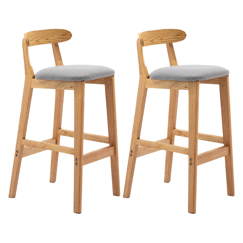 Scandinavian Rubberwood Upholstered Bar Stools Matte Finish Footrest Stool Light Gray Set of 2 Clearhalo 'Bar Furniture' 'Bar Stools' 'bar_stools' 'Furniture' 'furniture_bar_stools' 'Kitchen & Dining Furniture' 4899704